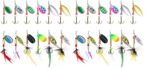 KINGFOREST 2 Pack 2-Inch Fishing Spinnerbaits for Bass Trout Salmon Walleye - Hard Metal Lures Kit with Tackle Box