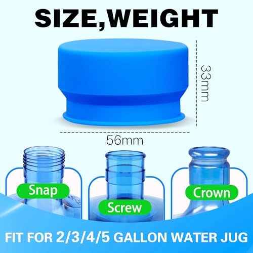 Gofriipai 3 Gallon Water Jug Cap - Reusable Silicone Replacement Lid