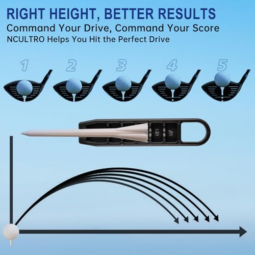 Golf Tee Height Setter - 6 Adjustable Settings, Black