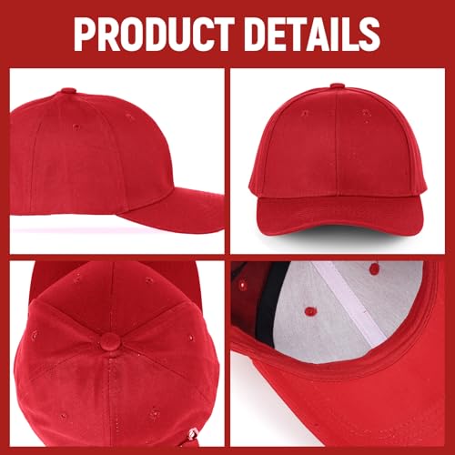 Cotton Baseball Cap - Adjustable Classic Hat for Men & Women - Red