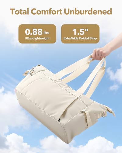 YUFIXO Beige Small Gym Bag for Women - Lightweight Duffle with Wet Compartment, Travel & Workout Crossbody