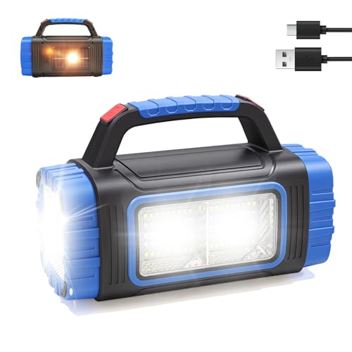 GEEBONFLUGENS 3000 Lumen Solar Rechargeable LED Flashlight Blue - Emergency & Camping Light
