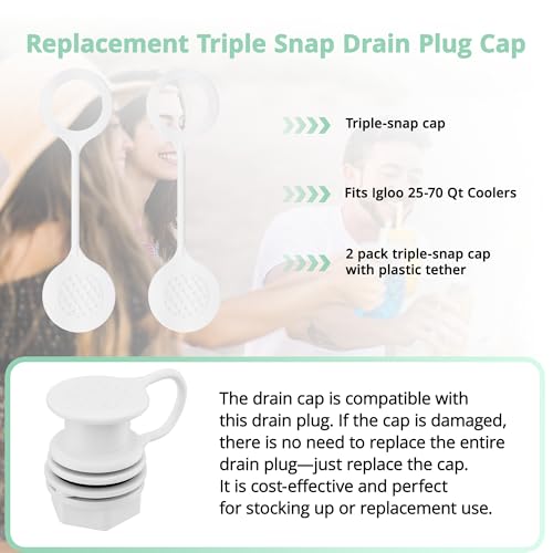 Drain Plug Caps for Igloo Coolers - 2 Pack, Durable ABS