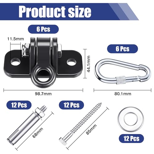 Tandefio Black 6-Piece Swing Hanger Set for Outdoor & Indoor Use