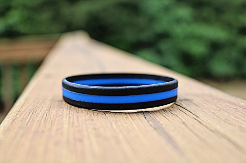 Thin Blue Line Police Support Silicone Wristband - 8"