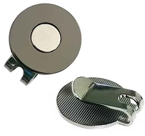 Magnetic Golf Hat Clip Ball Marker Holder - 2pcs Black Nickel