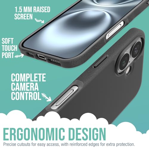 Smartish iPhone 16 MagSafe Case, Gripmunk, Slim Magnetic Grip Black