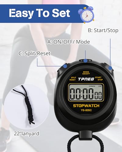 Simple Digital Stopwatch Timer with Large Display - Easy to Use for Sports & Classroom