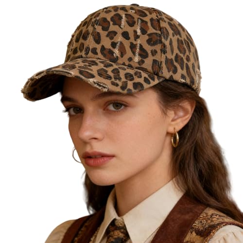 Distressed Leopard Print Baseball Cap - Medium