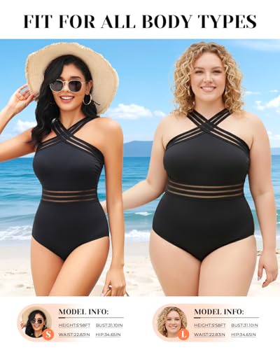 Tempt Me Women's Crisscross One-Piece Swimsuit - Medium Black