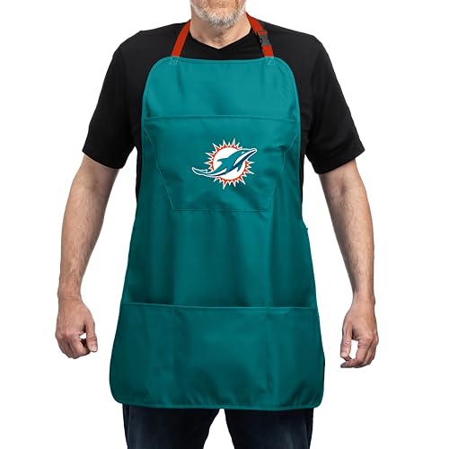 Miami Dolphins Cooking Apron - Teal, Adjustable with Pockets