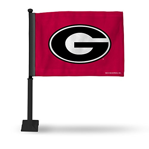 Georgia Bulldogs Double-Sided Car Flag with Black Pole - 11x15 Inches