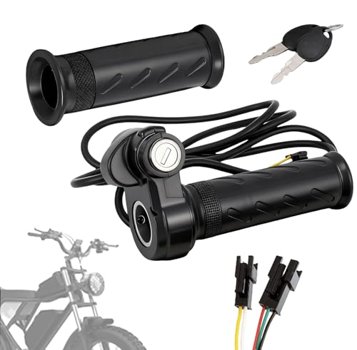 Hizoncore Left & Right Upgraded Full Twist Throttle for E-Bikes & Scooters, Plug & Play 12V-72V with Key Lock