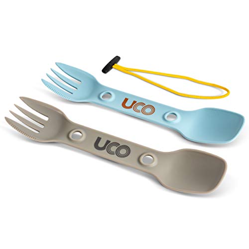 3-in-1 Camping Spork - Lightweight Spoon, Fork & Knife - Stone Blue/Sand