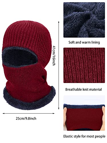 SATINIOR 2 Pack Winter Fleece Ski Masks Balaclava for Cold Weather - Black, Red, One Size