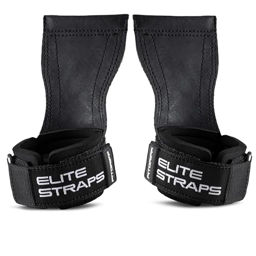 Lifting Wrist Straps with Rubber Grips - Black, Medium-Large