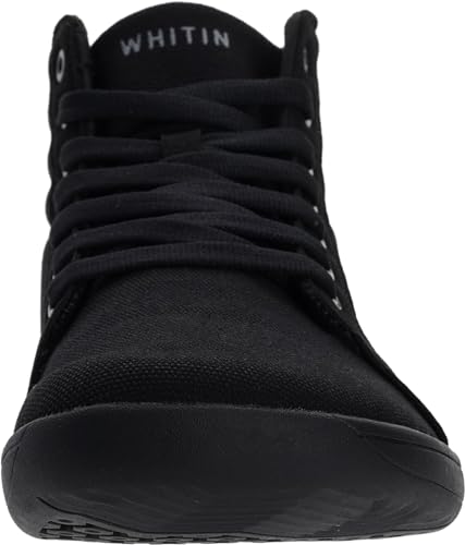 WHITIN Men's Wide Hi-Top Barefoot Shoes All Black 8.5 Wide with Ankle Support
