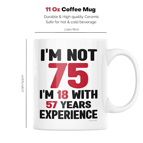 75th Birthday Gifts Mug 11oz Funny Gift for Women Men 1951 - 75 Year Old Celebration