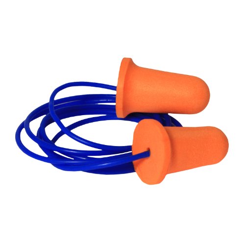 Radians FP81 Deviator 33 Disposable Corded Foam Bell Shaped NRR 33 Earplugs, 100-Pack, Orange