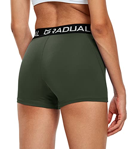 Women's Compression Volleyball Shorts - 3"/7" - Medium Olive Green