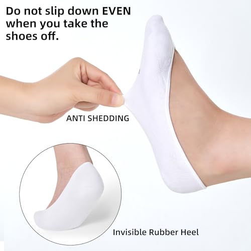 12 Pairs Women's No Show Socks - Ultra Low Cut Invisible Non-Slip Socks, 5-8 Size, Black/Nude/White