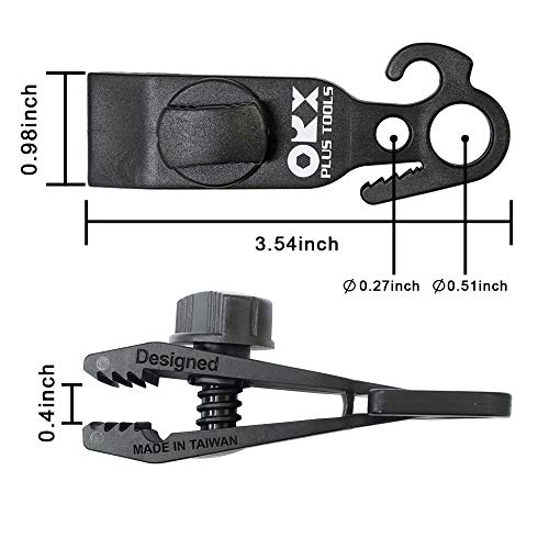 ORXPLUS 4-Piece Knot-Free Tarp Clips with Hook - 3.54 Inch Camping Clamp Set