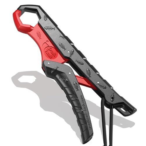 Floating Fish Gripper with Lanyard - Black-Red, 7.5"