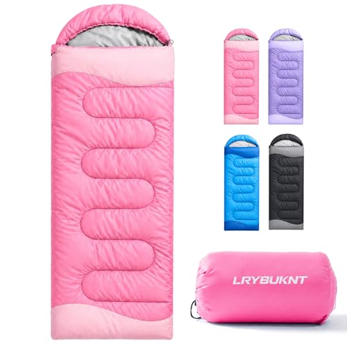 Pink Lightweight Camping Sleeping Bag 4.4lb for Adults & Kids - 32°F–65°F