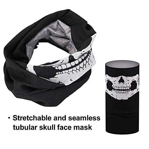 Breathable Skull Face Mask Scarf - White - 3Pcs Seamless Balaclava