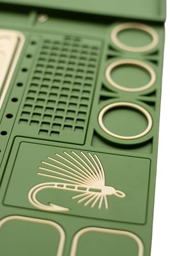 Fly Tying Mat with Magnetic Tool Holders, Removable Inner, Non-Slip Green