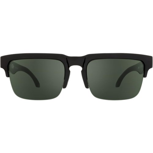 Spy Optic Helm 50/50, Square Semi-rimless Sunglasses, Color and Contrast Enhancing Lenses, Black - Happy Gray Green Lenses