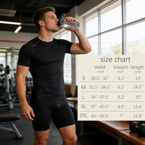 Compression Shorts for Men - Athletic Performance Baselayer - Black, Medium