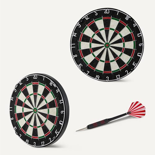 Regulation Size Dartboard Set with Steel Tip Darts - 18-Inch