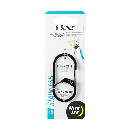 G-Series Dual Chamber Carabiner Keychain, Size #3 - Black Stainless Steel