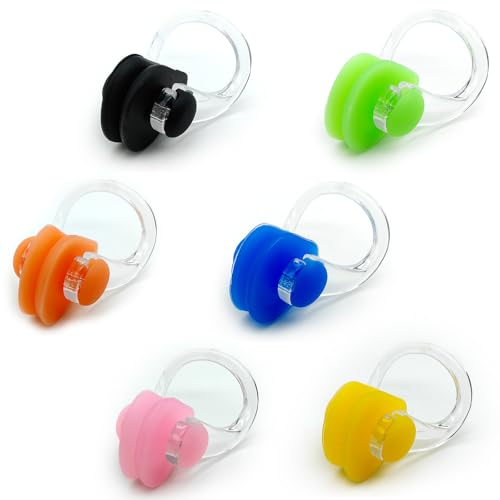 Swimming Nose Clips - Waterproof Silicone Swim Plug for Kids and Adults (6 Pack)