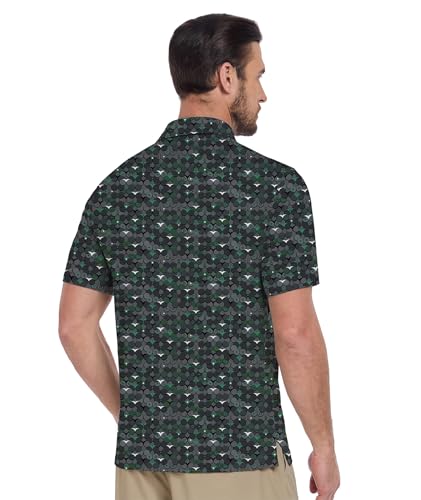 Men's Golf Polo Shirt - Short Sleeve, Moisture Wicking, Blackish Green, X-Large