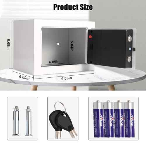 Mini Electronic Safe Box with Digital Keypad & Keys, Small Safe Deposit Boxes with Coin Slot, Safety Boxes for Home Office Dorm, Drop-resistant & Durable, For Cash, Jewelry (White)