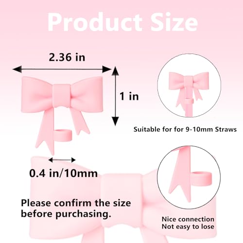 Silicone Bow Straw Covers & Boots for Stanley Cup - Bling Pink