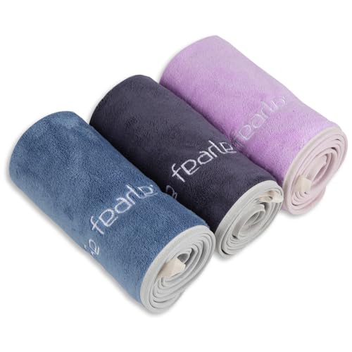 Microfiber Gym Towels Set - 3 Pack (Blue, Grey, Purple) - 14"x29"