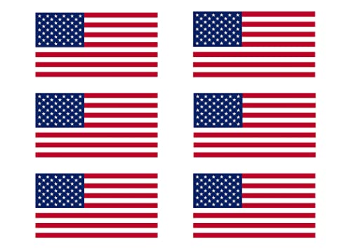 USA Flag Hard Hat Stickers - 6 Pack Patriotic American Flag Decals