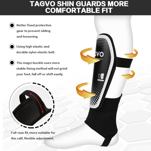 TAGVO Youth Soccer Shin Guards Small Black Kids Protective Leg Gear
