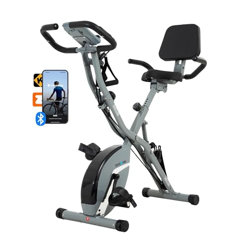 5-in-1 Foldable Indoor Exercise Bike with Backrest - Full Grey