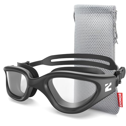 ZIONOR G1 Air Polarized Swim Goggles Adult Black Frame Clear Lens - Open Water & Pool
