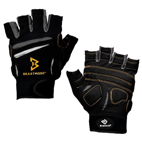 Bionic Women's Beastmode Half Finger Gym Workout Gloves Medium - Grip & Breathability