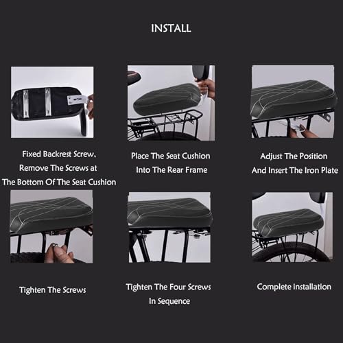 Bicycle Rear Seat with Backrest & Cushion for Kids - Black