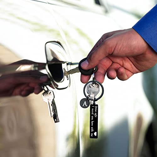Drive Safe Keychain for Boyfriend - Black Letter A