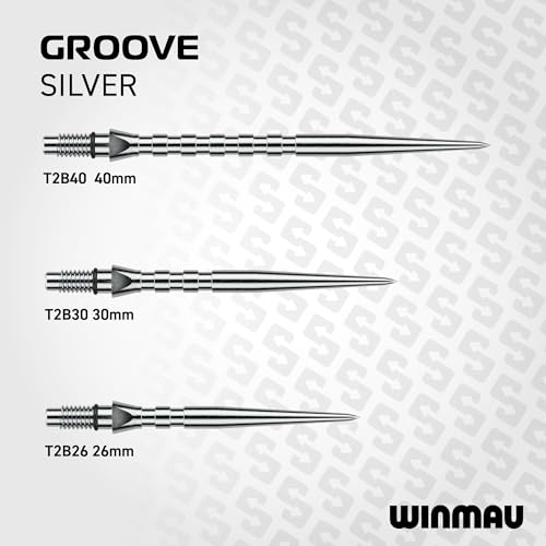 Winmau 26mm Groove Silver Carbon Steel Dart Tips Threaded Rapid-Change Set