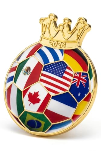 2026 Soccer Commemorative Pin with Display Case - Gold Crowned Design