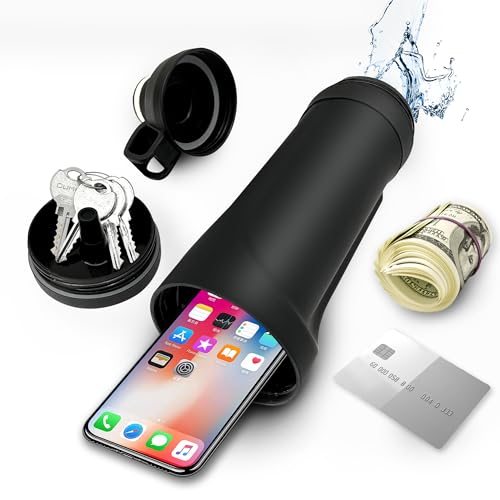 Diversion Safe Water Bottle 13.5oz with Secret Compartment Hidden Compartment for Travel, Beach, Car to Store Valuables Fit with 14-15 Iphone (White)