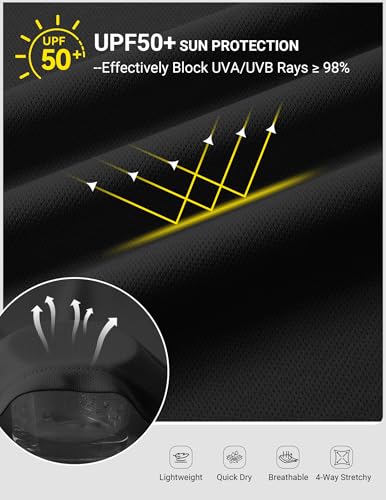 UPF 50+ Sun Protection Hoodie with Mask - Black, X-Large